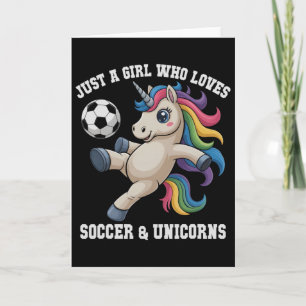 Funny Just Girl Who Loves Soccer Unicorns Kids Sco Card