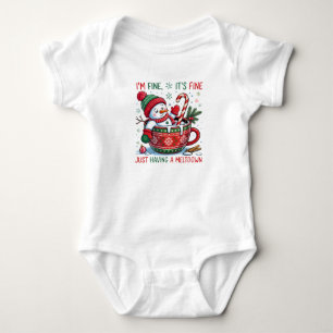 Funny Just Having A Meltdown Snowman Christmas Baby Bodysuit