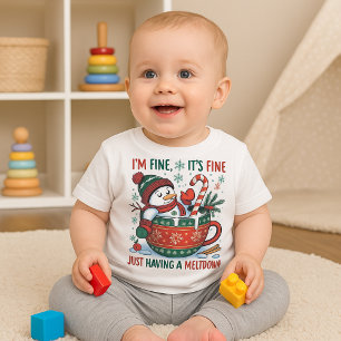 Funny Just Having A Meltdown Snowman  Christmas  Baby T-Shirt