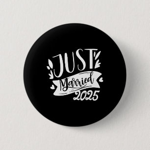 Funny Just Married 2025 Cute Bride And Groom Marri 6 Cm Round Badge