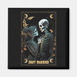 Funny Just Married Husband Wife Skeleton Bachelore Magnet