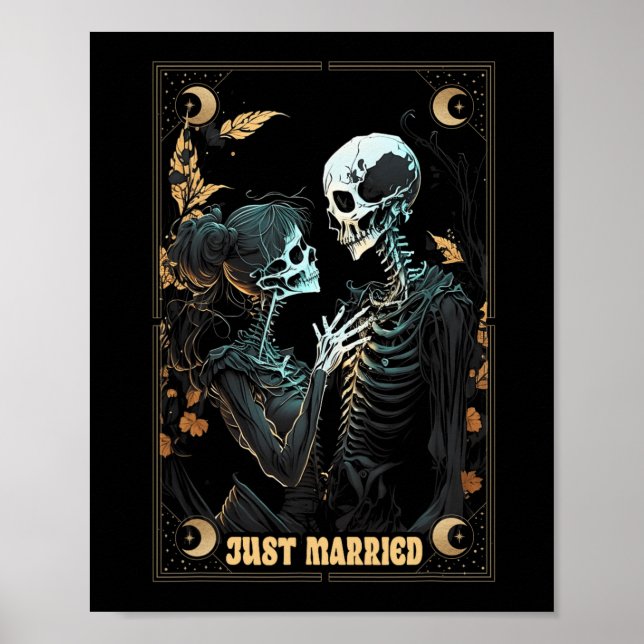 Funny Just Married Husband Wife Skeleton Bachelore Poster (Front)