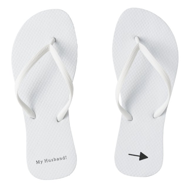 Funny Just Married My Husband Marriage Arrow Thongs (Footbed)