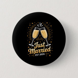Funny Just Married Newlywed Honeymoon Couple 2026  6 Cm Round Badge