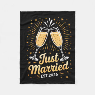 Funny Just Married Newlywed Honeymoon Couple 2026  Fleece Blanket