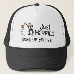 Funny Just Married Wedding Toast Trucker Hat