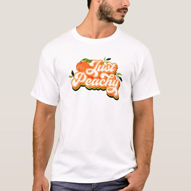 Funny Just Peachy Retro 70S Georgia Peaches Summer T-Shirt (Front)