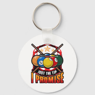 Funny Just The Tip I Promise Pool Cue Billiards Pu Key Ring
