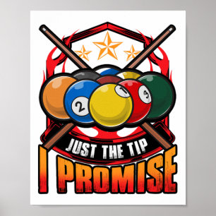 Funny Just The Tip I Promise Pool Cue Billiards Pu Poster