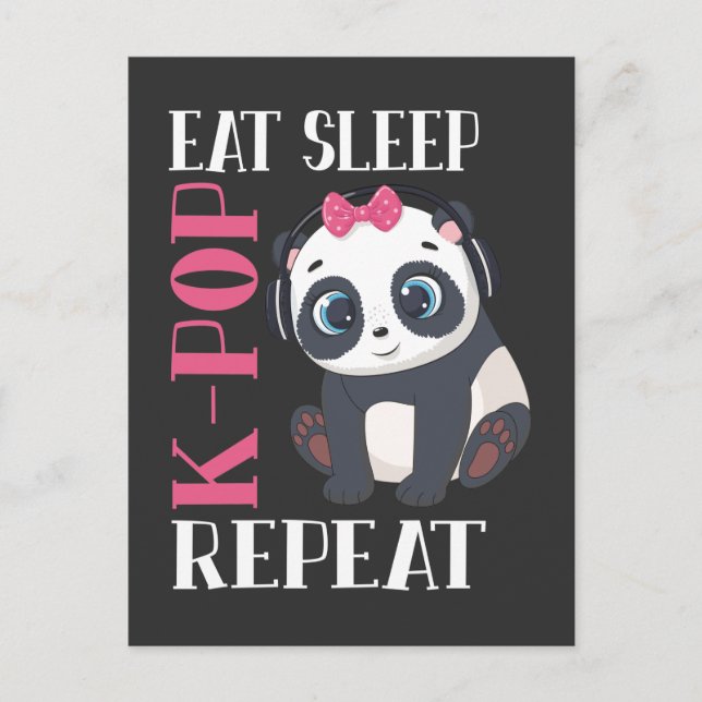 Funny K-Pop Panda Girl Korean Music Lover Postcard (Front)