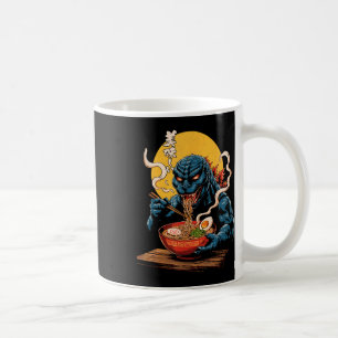 Funny Kaiju Eating Ramen Japanese Monster Lover Bi Coffee Mug