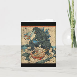 Funny Kaiju Gamer Ramen Video Game Japanese Anime Card