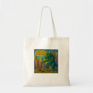 Funny Kaiju monster art stepping on things Fantasy Tote Bag