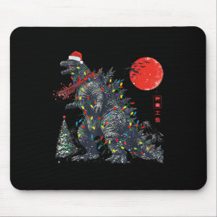 Funny Kaiju Santa Christmas Monster Xmas Lights  Mouse Pad