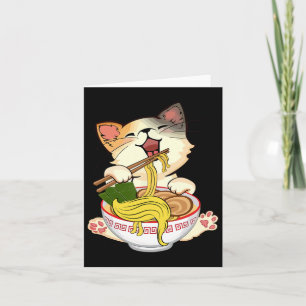 Funny Kamala Anime Cat Eating Ramen Trump Noodles  Card