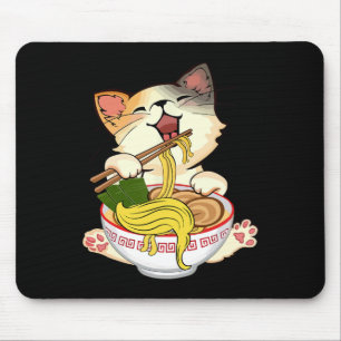 Funny Kamala Anime Cat Eating Ramen Trump Noodles Mouse Pad