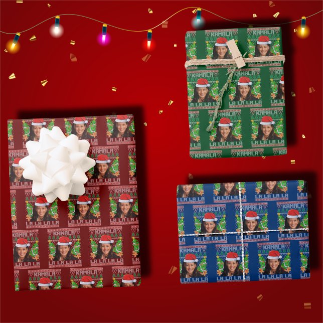 Funny Kamala Harris 2024 Christmas Comma La Xmas Wrapping Paper Sheet (Creator Uploaded)
