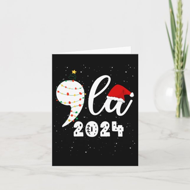 Funny Kamala Harris 2024 Comma La Christmas  Card (Front)