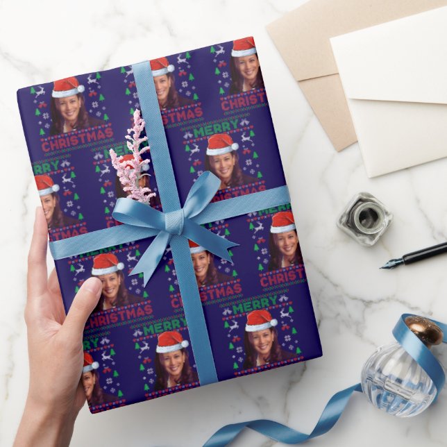 Funny Kamala Harris 2024 Merry Christmas Xmas Gift Wrapping Paper (Gifting)