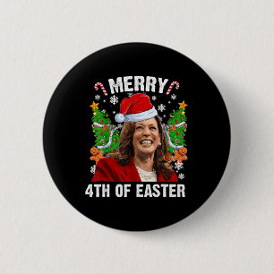 Funny Kamala Harris Christmas Santa Hat Merry 4th 6 Cm Round Badge