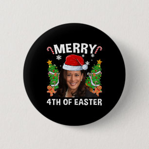 Funny Kamala Harris Christmas Santa Hat Merry 4th  6 Cm Round Badge