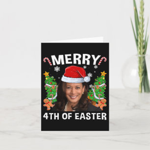 Funny Kamala Harris Christmas Santa Hat Merry 4th Card