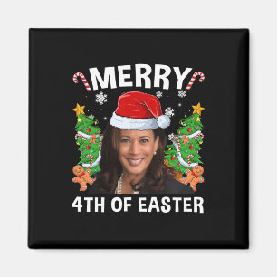 Funny Kamala Harris Christmas Santa Hat Merry 4th Magnet