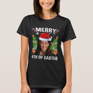 Funny Kamala Harris Christmas Santa Hat Merry 4th T-Shirt