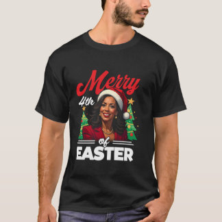 Funny Kamala Harris Christmas Santa Hat Merry 4th  T-Shirt