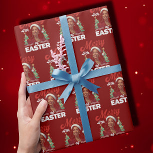 Funny Kamala Harris Christmas Santa Hat Wrapping Paper