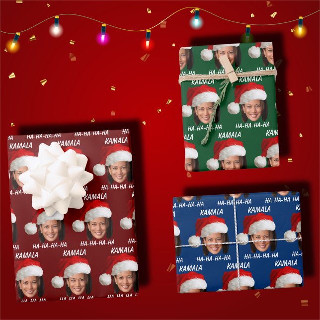 Funny Kamala Harris Christmas  Wrapping Paper Sheet (Creator Uploaded)