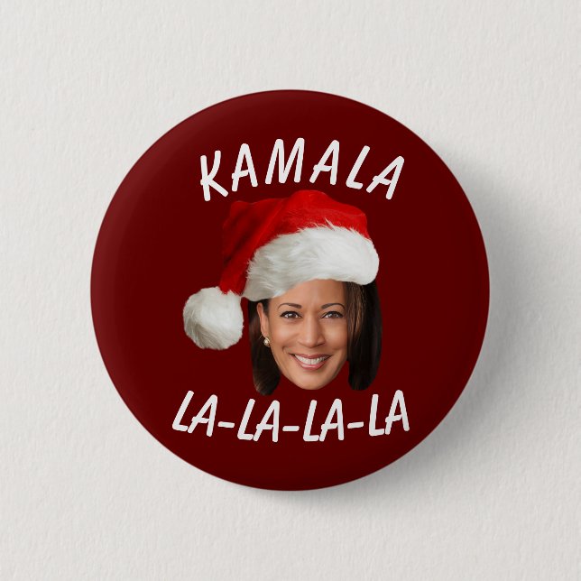Funny Kamala Harris Face Santa Hat Christmas  6 Cm Round Badge (Front)