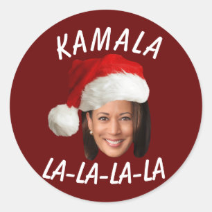 Funny Kamala Harris Face Santa Hat Christmas  Classic Round Sticker