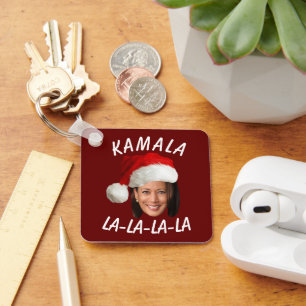Funny Kamala Harris Face Santa Hat Christmas  Key Ring
