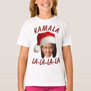 Funny Kamala Harris Face Santa Hat Christmas T-Shirt