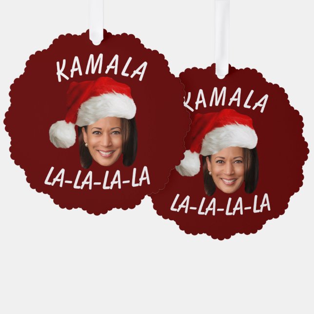 Funny Kamala Harris Face Santa Hat Christmas  Tree Decoration Card (Front/Back)