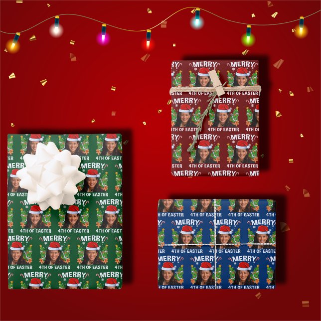 Funny Kamala Harris Merry 4th Of Easter Wrapping Paper Sheet (Creator Uploaded)