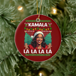 Funny Kamala Harris Political Ugly Gift Christmas Ceramic Ornament