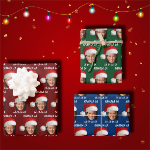 Funny Kamala Harris Santa Hat Merry Christmas Wrapping Paper Sheet