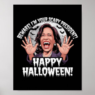 Funny Kamala Harris Scary Halloween Gag President Poster