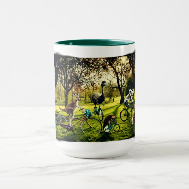 Funny Kangaroo Koala Wombat Emu Cycling Mug (Center)
