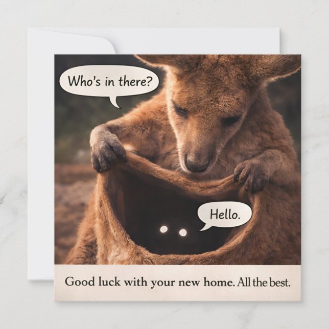 Funny kangaroo new home greeting card (Front)