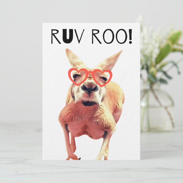 Funny Kangaroo Valentines Day Card (Standing Front)