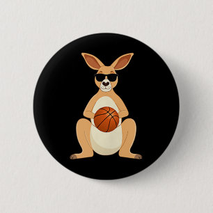 Funny Kangaroo Wearing Sungles Playing Basketball 6 Cm Round Badge