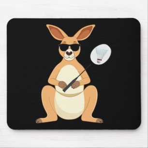 Funny Kangaroo Wearing Sungles Playing Dminton  Mouse Pad