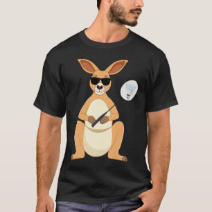 Funny Kangaroo Wearing Sungles Playing Dminton T-Shirt