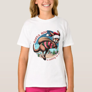 Funny kangaroo wishing you Merry Xmas Cute Santa  T-Shirt