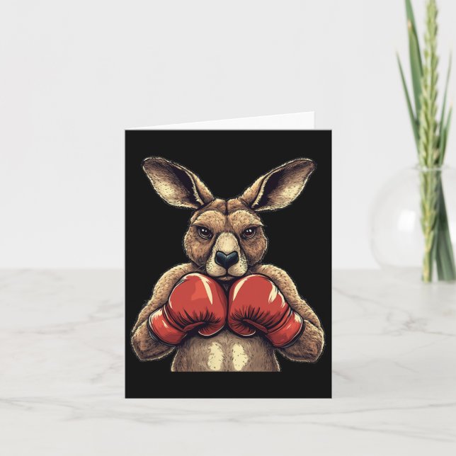 Funny Kangaroo With Gloves For A Comedy Punch  Card (Front)