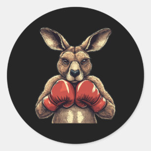 Funny Kangaroo With Gloves For A Comedy Punch Classic Round Sticker