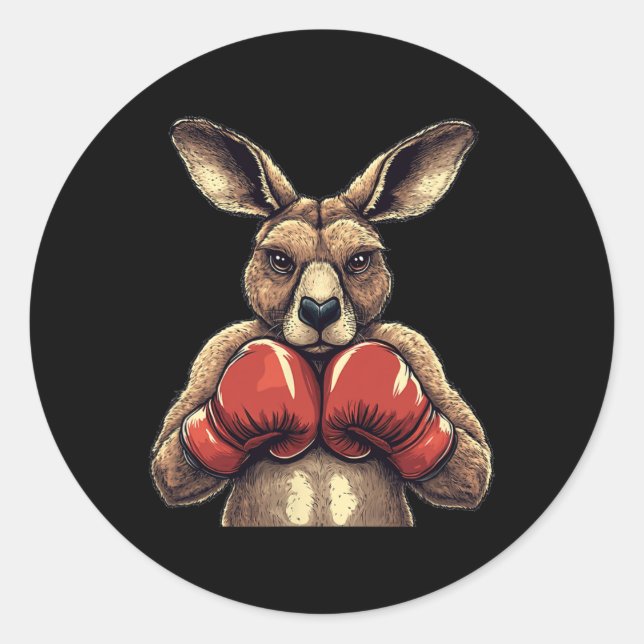 Funny Kangaroo With Gloves For A Comedy Punch  Classic Round Sticker (Front)
